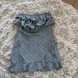 Floral Ruffle Strapless Dress